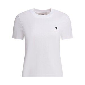 Ami Paris Cotton T-Shirt With Logo Tag Size XS Women